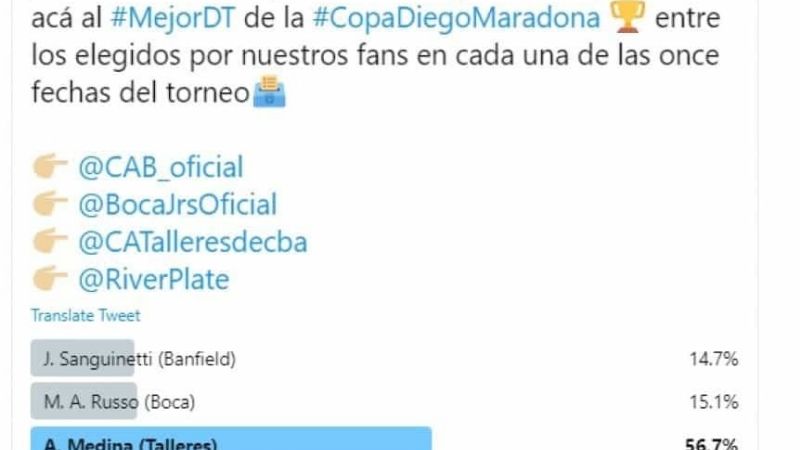 Alexander Medina, de Talleres, el mejor DT para la gente