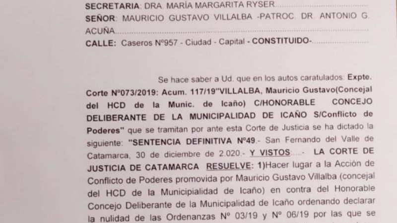 Revés judicial para Carletta