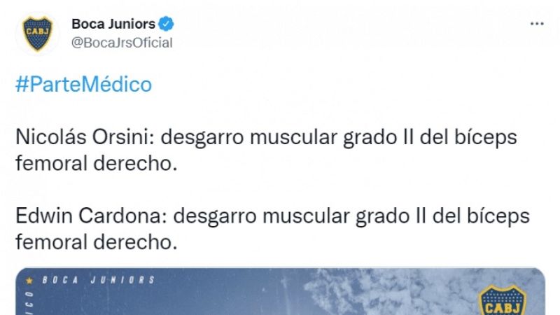 Boca sufre por los desgarros de Orsini y Cardona