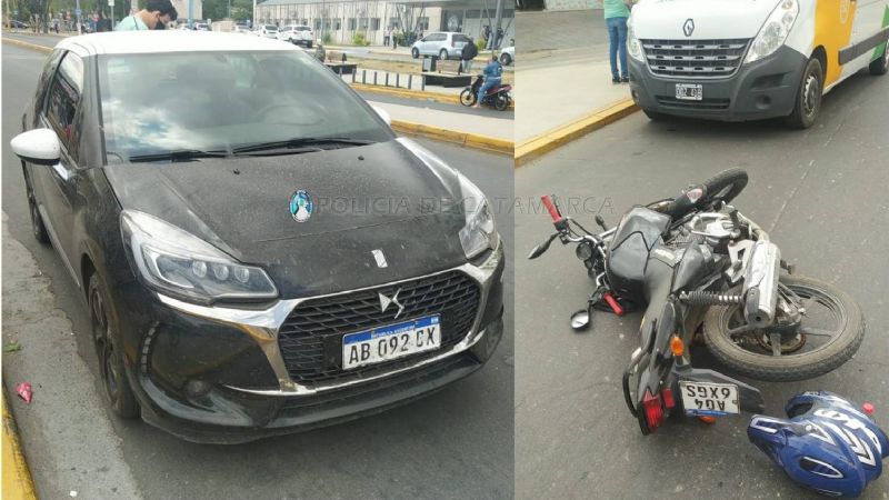 Chocaron un auto y una moto al frente del banco