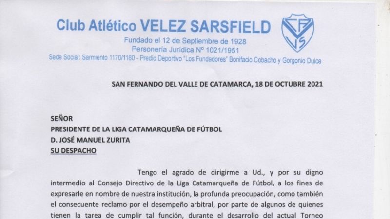 Vélez cuestionó el “desempeño arbitral” en la Liga Catamarqueña
