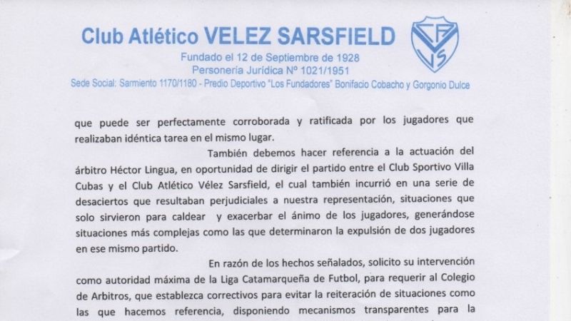 Vélez cuestionó el “desempeño arbitral” en la Liga Catamarqueña