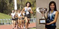 CAMPEONA ARGENTONA en 1500 Mts.; Nadine vilca exhibe su trofeo.