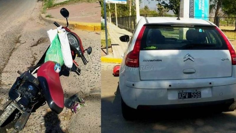 Una moto y un auto protagonizaron un siniestro vial