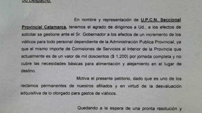 Piden que se actualice el monto de los viáticos