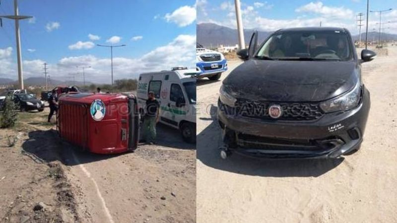 Choque y vuelco en el Sur de la Capital