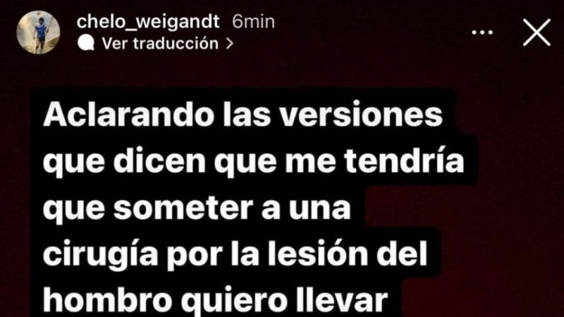 Weigandt lesionado en el hombro; lo operan o no?