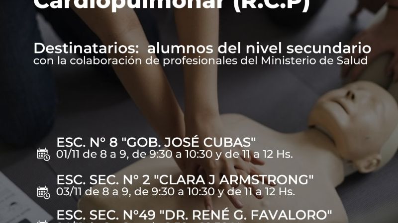 Se capacitará en RCP a estudiantes del Nivel Secundario
