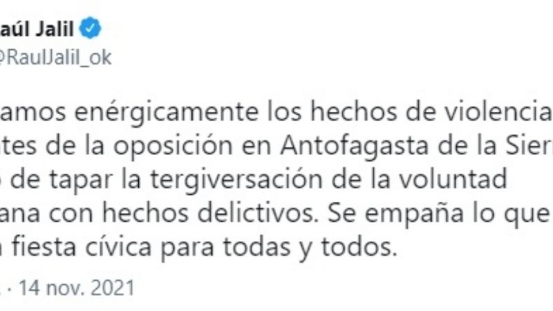 Jalil repudió los hechos de violencia en Antofagasta de la Sierra