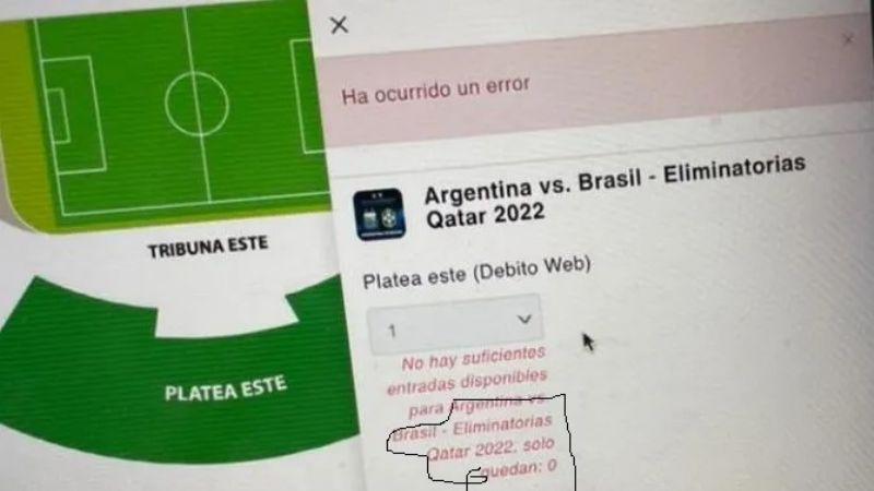 En minutos se agotaron las entradas online para Argentina-Brasil