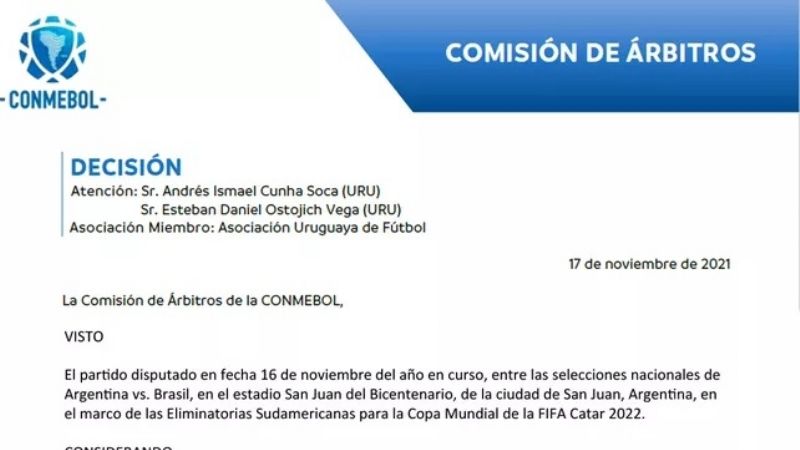 Suspendieron a los árbitros de Argentina-Brasil