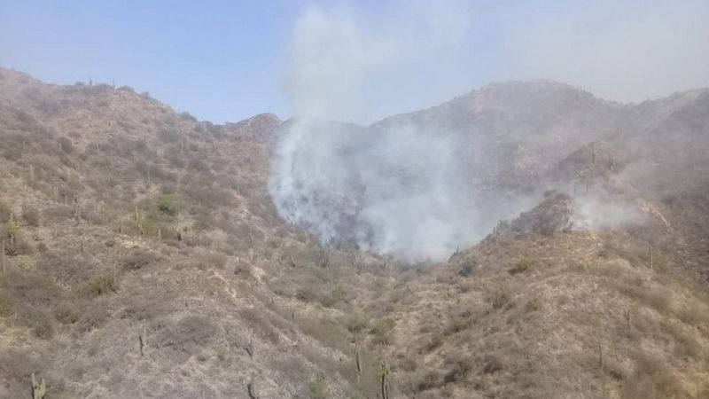 Catamarca y La Rioja se unen para combatir incendio forestal en La Cebila