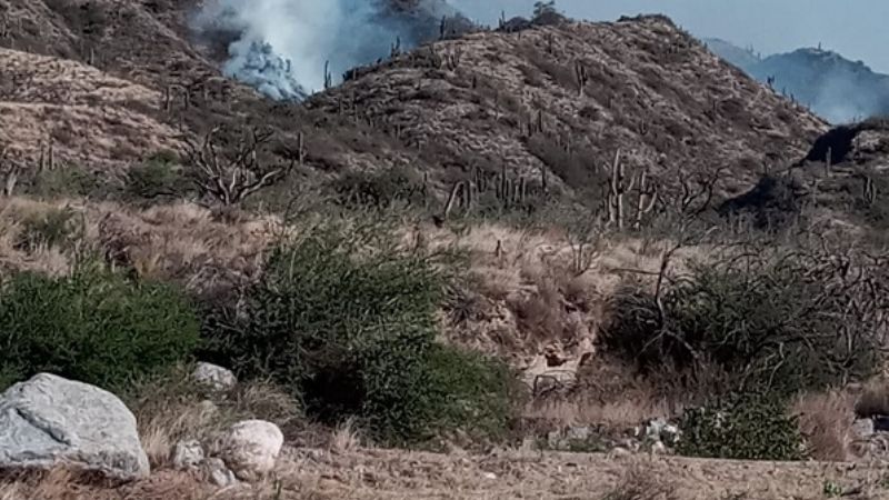 Catamarca y La Rioja se unen para combatir incendio forestal en La Cebila