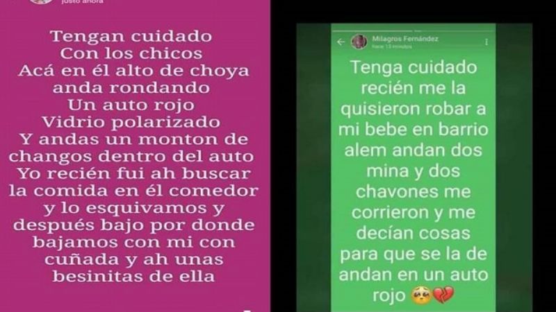 Alerta por falsos mensajes referidos a secuestros