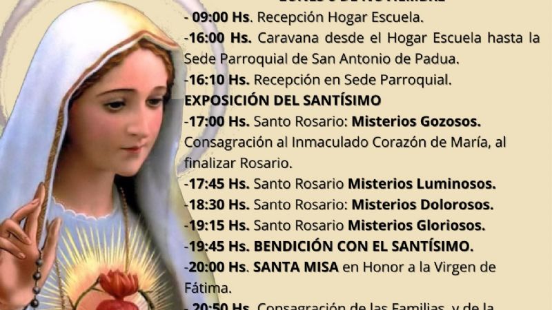 La parroquia San Antonio de Padua recibirá a la Virgen de Fátima