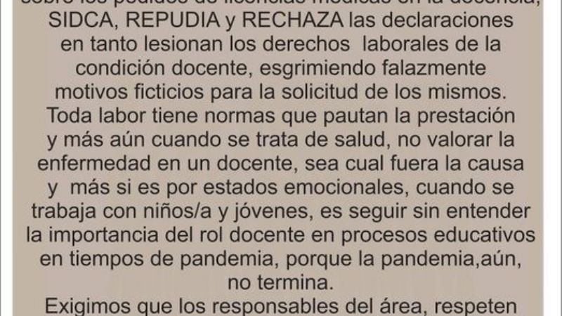 Gremios salieron al cruce de Reconocimientos Médico Docente