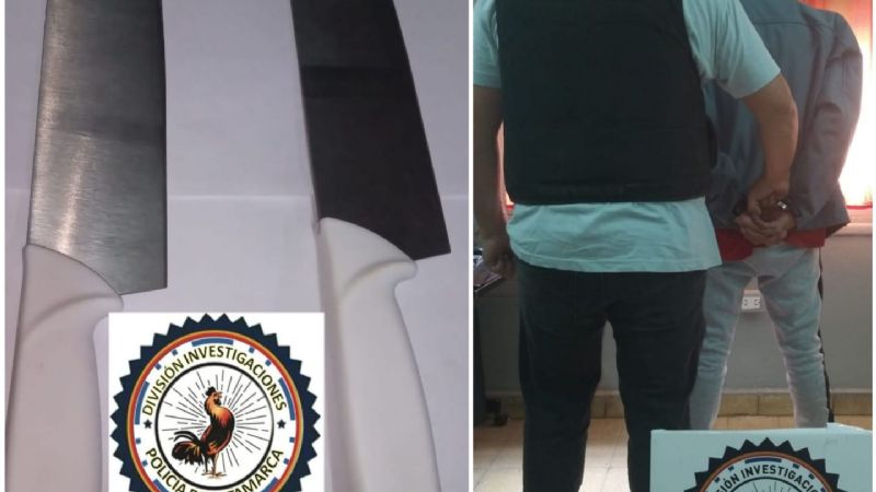 Enfrentó a un ladrón que sacó dos cuchillos carniceros