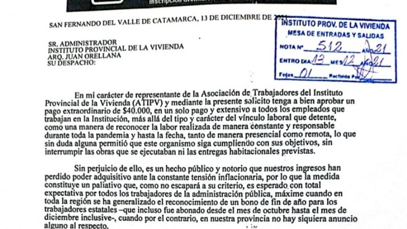 Piden el pago de un bono extraordinario en el IPV