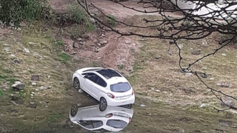 Un auto desbarrancó en el dique