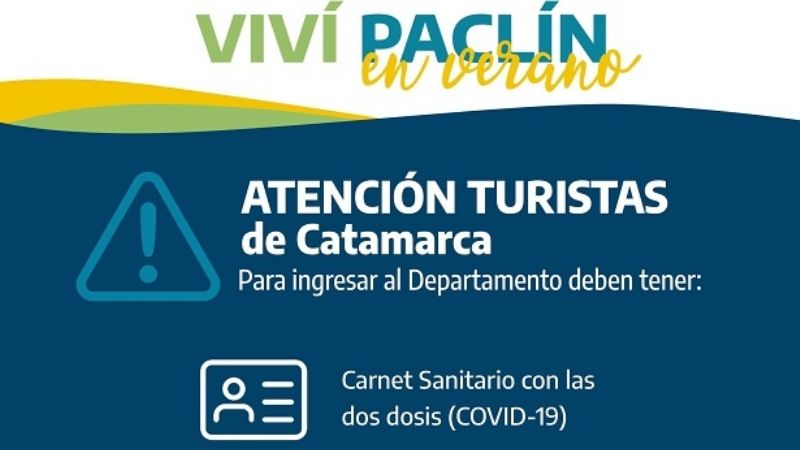 Paclín pide a turistas de otras provincias un test PCR negativo