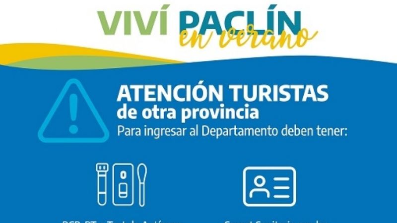 Paclín pide a turistas de otras provincias un test PCR negativo