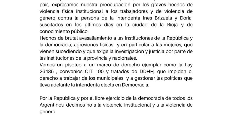 “No a la violencia institucional y a la violencia de género”