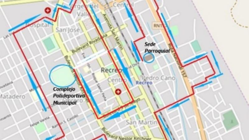 Caravana de la Virgen del Valle y Santa Misa en el Polideportivo en Recreo