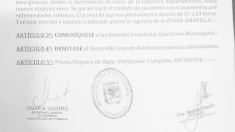 Fiambalá regresa a Etapa Amarilla con modificaciones