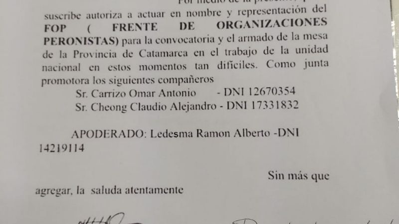 El FOP busca formalizar en Catamarca