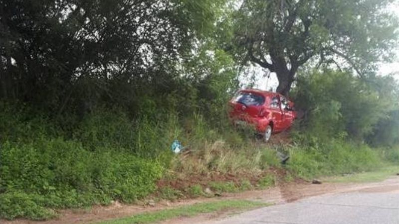 Mujer chocó su auto contra un árbol y terminó en el hospital