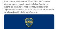 LA CONFIRMACIÓN de Boca Juniors sobre los exámenes a Román.