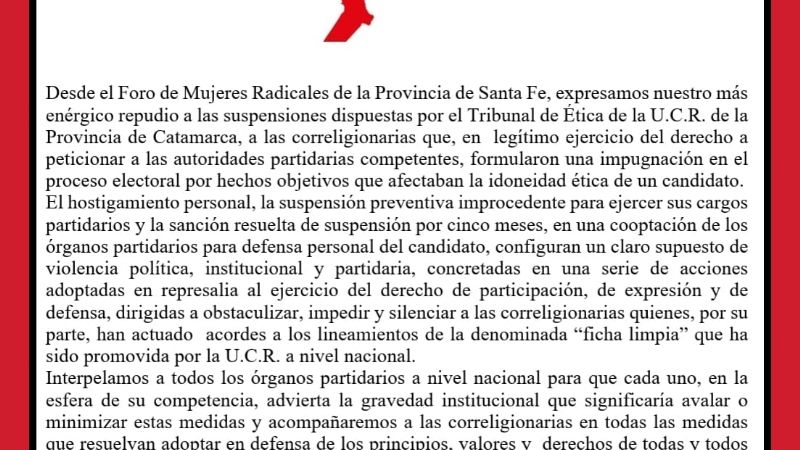 “Violencia política, institucional y partidaria”