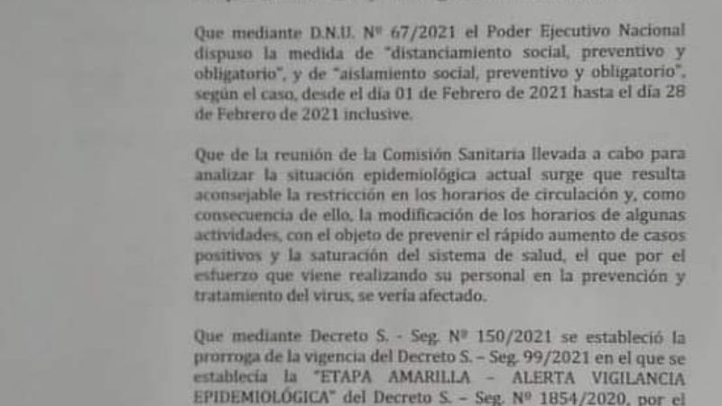 Rige nuevo horario de circulación en Fiambalá