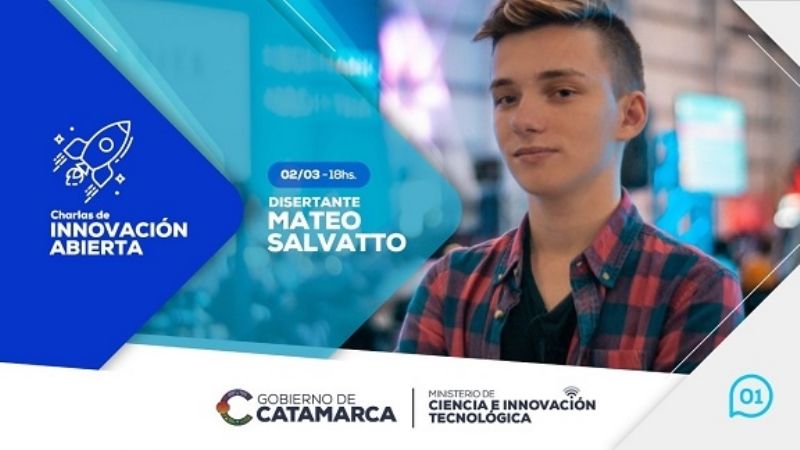 Mateo Salvatto, en una conferencia para Catamarca