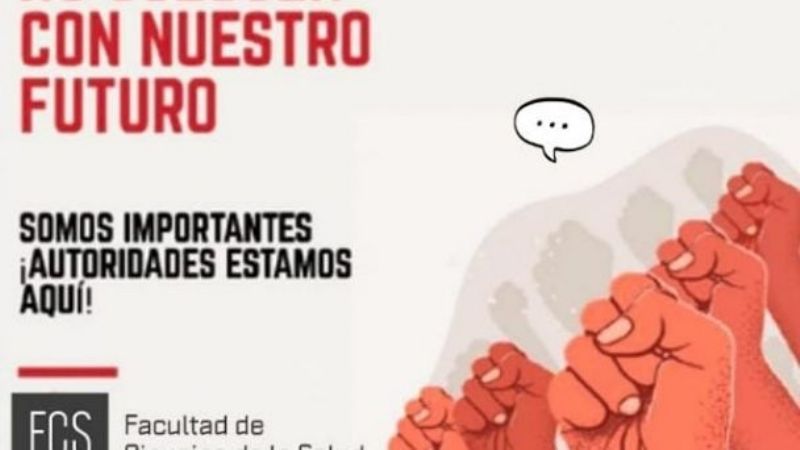 Protesta de alumnos de Ciencias de la Salud