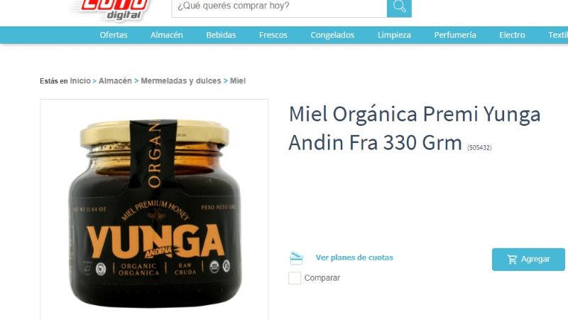 Miel orgánica catamarqueña en las góndolas de supermercado Coto
