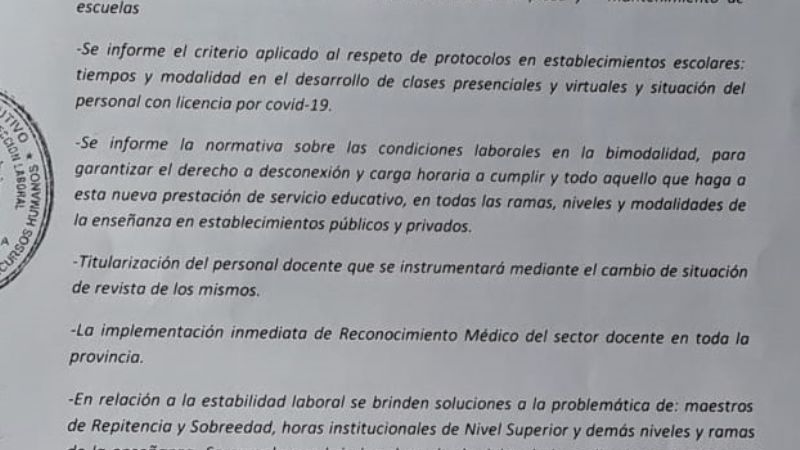 Conciliación docente: no hubo nuevo ofrecimiento de aumento salarial