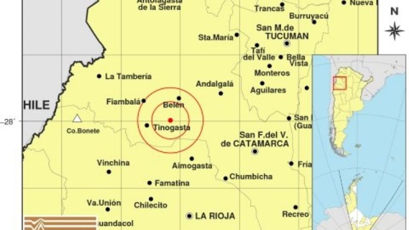 Temblor cerca de Tinogasta