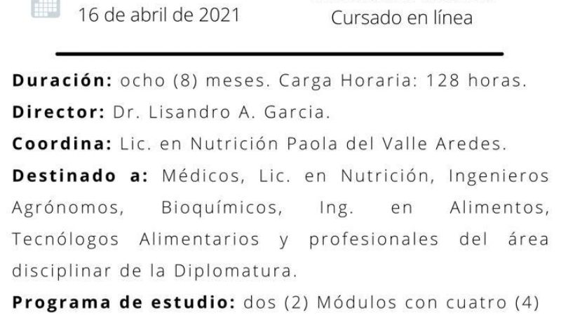 Nueva Diplomatura Universitaria en Nutrición