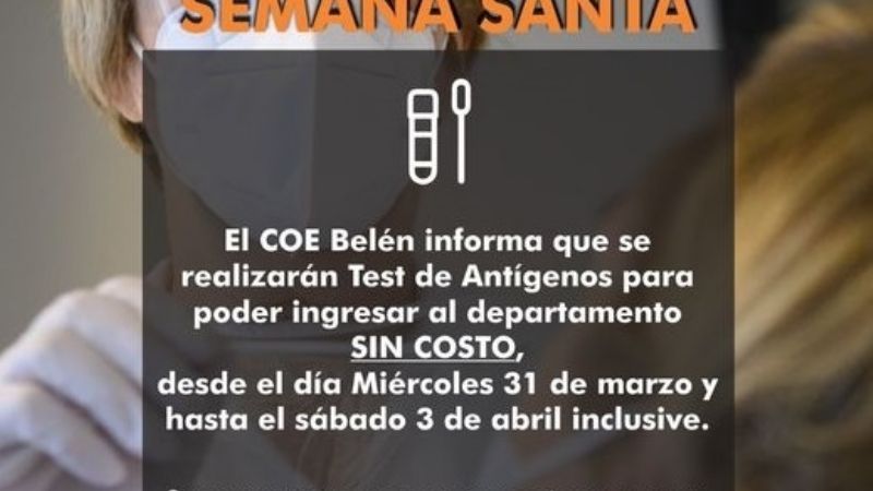 A Belén se podrá ingresar, previo test de antígenos