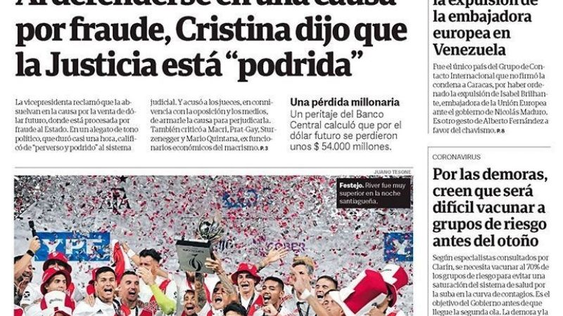 La nueva consagración de River en los diarios argentinos