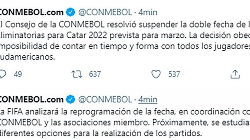 Suspendieron las Eliminatorias Sudamericanas de marzo