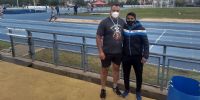 HUGO ESTEBAN NIETO y su entrenador, Cristian Ávila, en el último Argentino de Atletismo, en Entre Ríos.