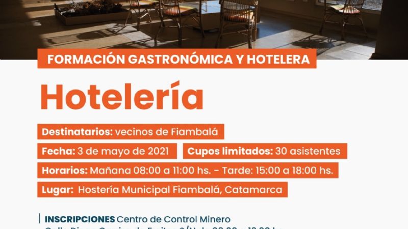 Inscriben para cursos de Gastronomía y Hotelería en Fiambalá