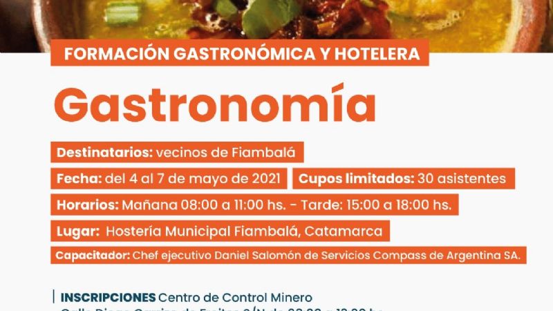 Inscriben para cursos de Gastronomía y Hotelería en Fiambalá