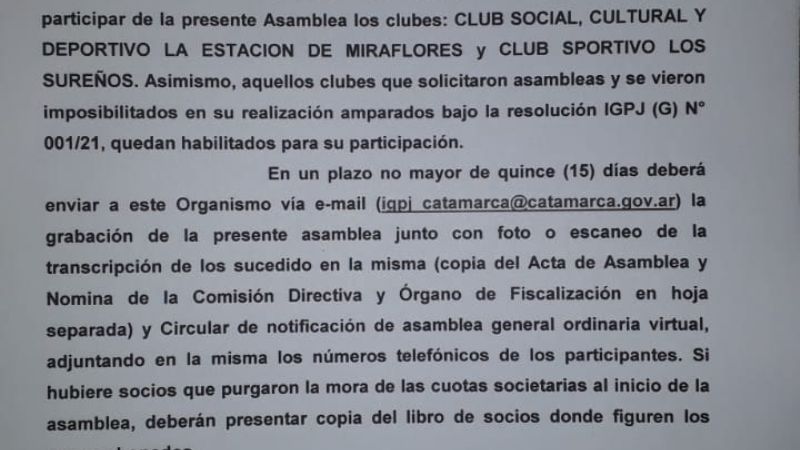 La Asamblea de la Liga Chacarera se realiza vía Zoom