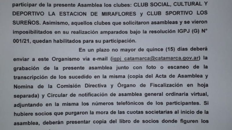 La Asamblea de la Liga Chacarera se realiza vía Zoom