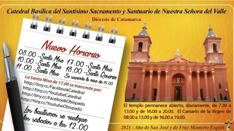 Nuevo horario de Misas en la Catedral