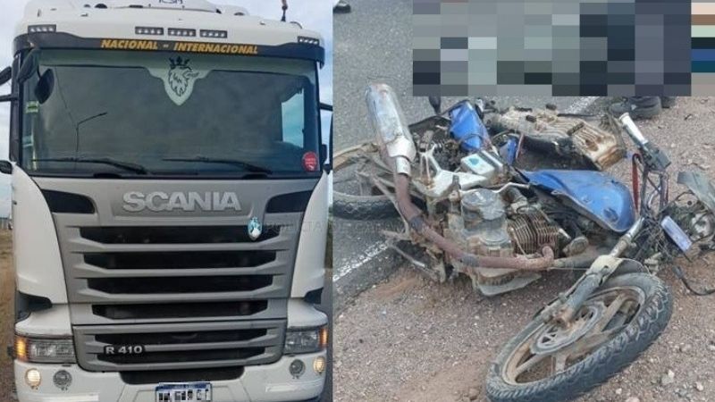 Chocaron un camión y una moto