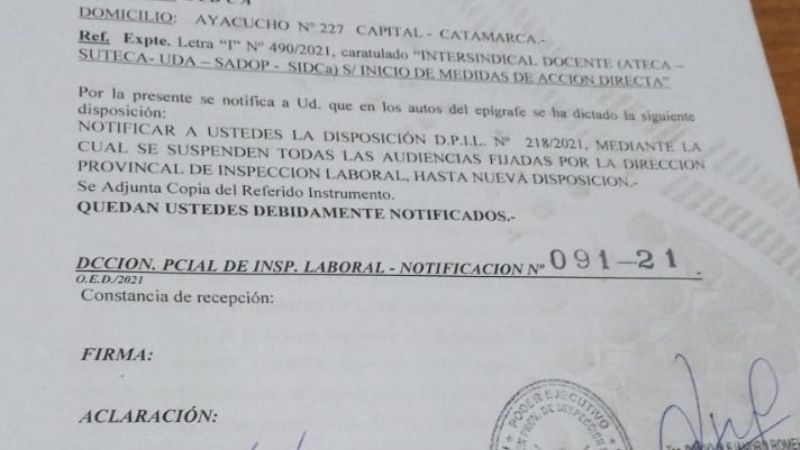 Inspección Laboral suspendió las conciliaciones